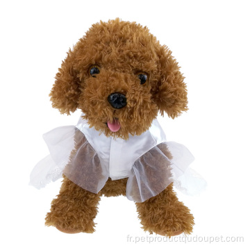 Jupe pour animaux de compagnie princesse tricotée en tissu tacheté blanc élégant